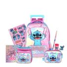 Kit Mochila Stitch Rodas Lancheira E Estojo Box Holográfico