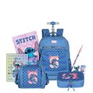 Kit Mochila Stitch Rodas Lancheira E Estojo Box Pelucia Teen
