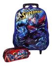 Kit Mochila Super Homem Superman Rodinhas Estojo Infantil Kit Mochila Super Homem Superman Rodinhas Estojo Infantil