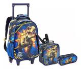 Kit Mochila Trex The Dinossauro Rodinhas Tam G + Lancheira