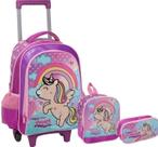 Kit Mochila Unicórnio Infantil Feminina Escolar Rodinhas Yep