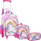 Kit Mochila Unicórnio Infantil Feminina Escolar Rodinhas Yep