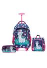 Kit Mochila Yupe Escolar Infantil Estojo Lancheira Azul
