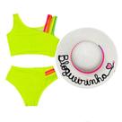 Kit Moda Praia Biquíni Infantil Com Chapéu De Praia Blogueirinha