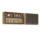 Kit Modulado Armário Aéreo 120cm com Vidro e Armário Aéreo 80cm 2 Portas Salvador Kit Modulado Armário Aéreo 120cm com Vidro e Armário Aéreo 80cm 2 Portas Salvador