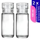 kit Moedor Gourmet Manual Sal Grosso Pimenta Em Vidro Transparente 100ml
