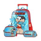 Kit Mônica Mochila de Rodas Lancheira e Estojo Escolar Kids Cor:Azul/Mônica Kit Mônica Mochila de Rodas Lancheira e Estojo Escolar Kids Cor:Azul/Mônica