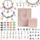 Kit Montar Pulseiras Infantil 66 Peças Com Miçangas e Pingentes Com Caixa Organizadora