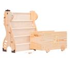 Kit Montessori, Rack Livros Girafa Caixa De Brinquedos Bege Cru