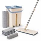 Kit Mop Flat Esfregão com Balde Duplo Lava e Seca Microfibra Rodo Mágico Cabo Inox Limpeza de Piso