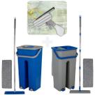 Kit Mop Flat Giratório Balde Lava e Seca 2 Refis e 1 Rodinho Limpa Vidro Sortido Kit 3 em 1 na Limpeza