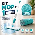 Kit Mop Spray Mágico 3em1 Reservatório 400ml com 1 Refil Extra Esfregão com Spray Lava Enxágua e Seca
