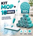 Kit Mop Spray Mágico 3em1 Reservatório 400ml com 10 Refil Extra Esfregão com Spray Lava Enxágua e Seca