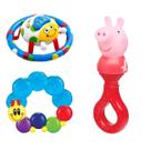 Kit Mordedor Chocalho Peppa Pig Macio, Mordedor De Centopeia Com água e Chocalho De Joaninha Com Um Espelho Para Bebês