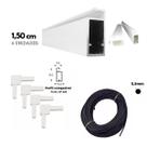 Kit Mosqueteiro 4 Perfis Branco 1,50m Com Cantoneira Mais Cordão De Borracha 5,5m