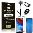 Kit Moto E7 Power Bastão de Selfie Bluetooth + Capinha Anti Impacto + Película Vidro 3D - Armyshield