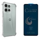 Kit Moto G75 Capa Silicone TPU + Película Fosca Privacidade 9D