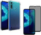 Kit Moto G8 Power Lite - Película 3D de Vidro Privacidade Anti Espião + Capa Transparente Kit Moto G8 Power Lite - Película 3D de Vidro Privacidade Anti Espião + Capa Transparente