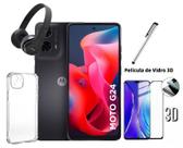 Kit Motorola G24 4G 256GB 4GB Ram Graphite Tela 6.6 Câmera Dupla com vários acessórios