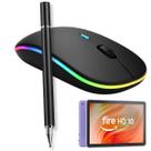 Kit Mouse Bluetooth Recarregável RGB + Caneta Touch Ponta Fina 2 em 1 para Amazon Fire HD 10