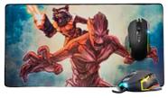 Kit Mouse Gamer 6 Botões 4800 DPI Led RGB e Mouse Pad Extra Grande 80x40 cm Emborrachado Estampado Gamer