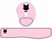 Kit Mouse Pad + Apoio De Teclado - Gatinho De Gravata