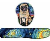Kit Mouse Pad + Apoio De Teclado Pug Abstrato