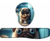Kit Mouse Pad + Apoio De Teclado Pug Maluco
