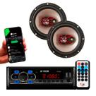 Kit Mp3 Som Automotivo Com Controle HT1023 Bluetooth USB SD AUX Par Alto Falantes Triaxial 06 Polegadas B3X60X Bravox