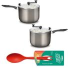 Kit MTA - Duas Pipoqueiras Profissionais 4,8 Litros Antiaderente Turquesa + 01 Colher de Nylon