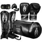 Kit Muay Thai Luva bolsa caneleira bandagem 5M case bucal Legendary Edition Olimpo Esportes Kit Muay Thai Luva bolsa caneleira bandagem 5M case bucal Legendary Edition Olimpo Esportes