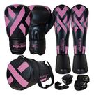 Kit Muay Thai Luva Caneleira Bolsa Bandagem Bocal PowerX Kit Muay Thai Luva Caneleira Bolsa Bandagem Bocal PowerX