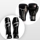 Kit Muay Thai Luvas + Caneleiras Impact Preto-Prata Pretorian