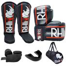 Kit MuayThai Rhino Luva Caneleira Bandagem Bucal Bolsa Kit MuayThai Rhino Luva Caneleira Bandagem Bucal Bolsa