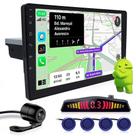 Kit Multimídia 1 Din 9 Polegadas Android + Câmera Ré + Sensor Ré Azul Etios 2013 2014 2015 2016 Carplay GPS