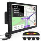 Kit Multimídia 1 Din 9 Polegadas + Câmera Ré + Sensor Ré Preto Fiat Stilo 2007 2008 2009 2010 2011 USB Bluetooth