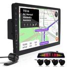 Kit Multimídia 1 Din 9 Polegadas + Câmera Ré + Sensor Ré Preto Fosco Emborrachado Honda New Fit 2009 2010 2011 2012 2013 2014 USB Bluetooth