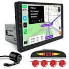 Kit Multimídia 1 Din 9 Polegadas + Câmera Ré + Sensor Ré Vermelho Captiva 2008 2009 2010 Android Auto