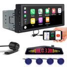Kit Multimídia 1 Din + Câmera Ré + Sensor Ré Azul Amarok 2011 2012 2013 2014 USB Bluetooth