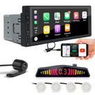 Kit Multimídia 1 Din + Câmera Ré + Sensor Ré Branco Pérola S10 2011 2012 2013 USB Bluetooth