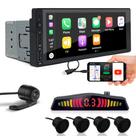 Kit Multimídia 1 Din + Câmera Ré + Sensor Ré Preto Fosco Emborrachado Fiat Bravo 2010 2011 2012 2013 Android Auto Carplay