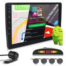 Kit Multimídia 9 Polegadas Android + Câmera Ré + Sensor Ré Cinza Grafite Fiat Argo 2017 2018 2019 2020 Android Auto Carplay