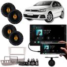 Kit Multimídia HT 3000 Gol Voyage G6 com Moldura Prata e Câmera de Ré mais 2 Pares de Falante Leson