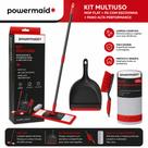 Kit Multiuso Completo Powermaid Mop Flat + Pá com Escovinha + Pano Alta Performance