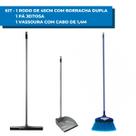 Kit Multiuso Rodo Duplo 45cm, Pá Jeitosa e Vassoura Com Cabo