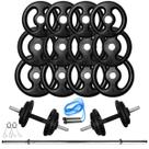 Kit Musculação 40Kg Anilhas E Barras + Corda Treino Em Casa Kit Musculação 40Kg Anilhas E Barras + Corda Treino Em Casa