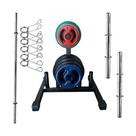 Kit Musculação com Suporte + 100 Kg de Anilhas Emborrachadas com Barras