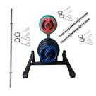 Kit Musculação com Suporte + 50 Kg de Anilhas Emborrachadas com Barras Kit Musculação com Suporte + 50 Kg de Anilhas Emborrachadas com Barras