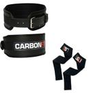Kit musculação maromba fitness cinto e strap carbonfit