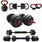 Kit Musculação Multifuncional 6 em 1 Completo Dumbbell Kettlebell Barra 40kg Kit Musculação Multifuncional 6 em 1 Completo Dumbbell Kettlebell Barra 40kg